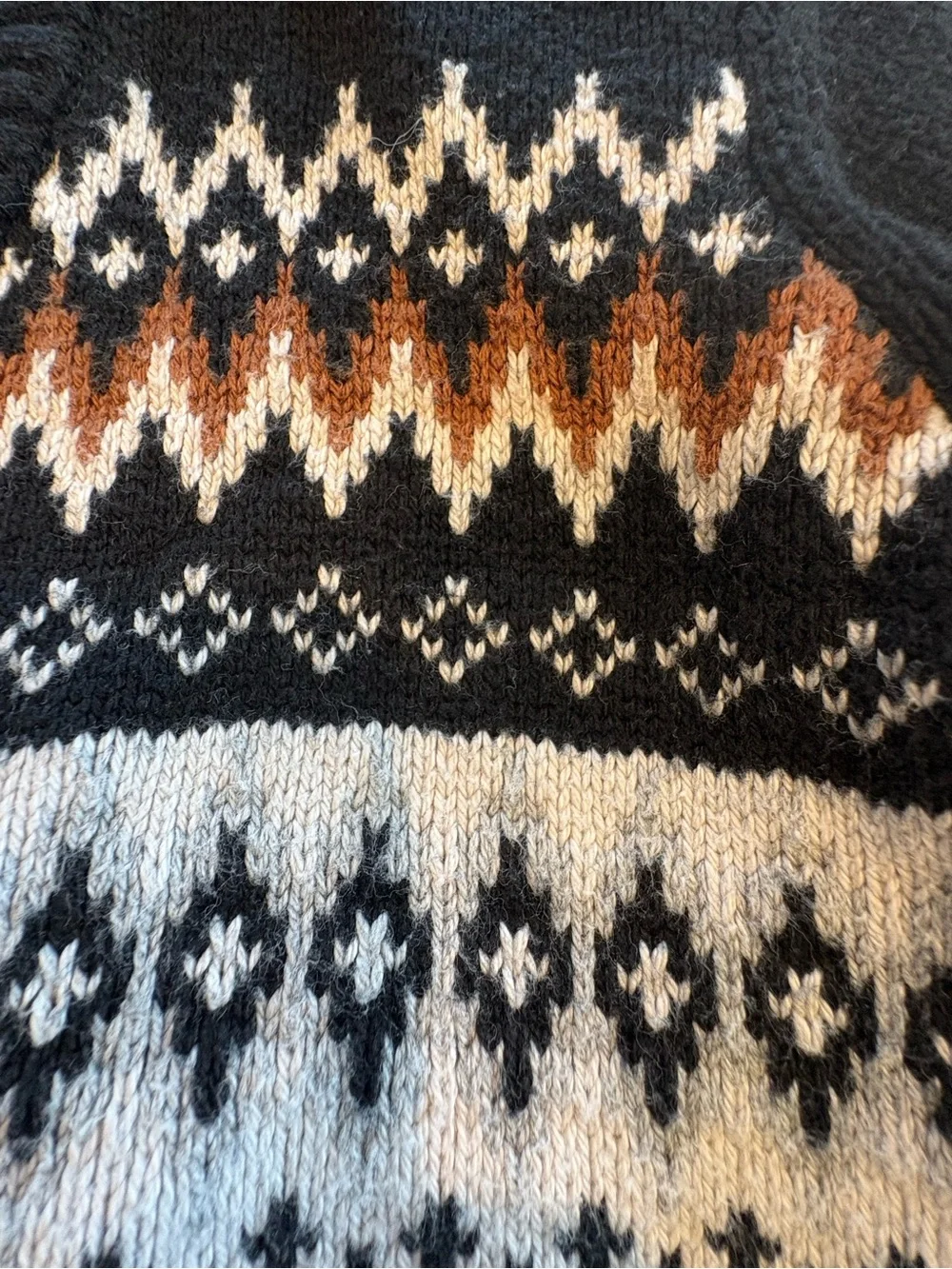 SOLD Janie and Jack Boys Black and Brown Fair Isle Shawl Collar Cardigan Size 8